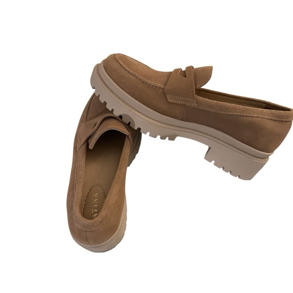 PATINA Woman's Zoe Chunky Suede Penny Loafer 11M Taupe Sand Preppy Lug Sole NWOB - Picture 6 of 9